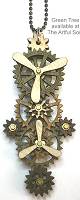 Green Tree Gear Necklace Neutral Browns