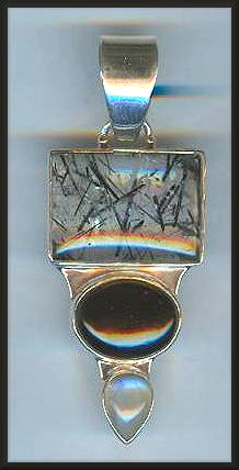 Tourmalinated Quartz Onyx Pendant
