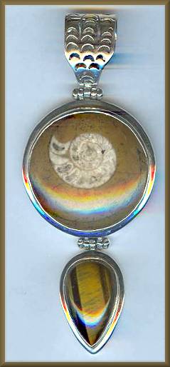 Fossil and Tigers Eye Pendant