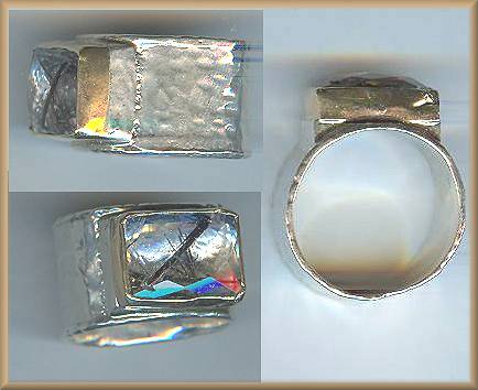 Ithil SS/14kt Tourmalinated Quartz Ring