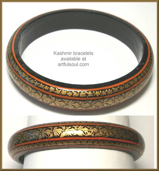 Kashmir Medium Bangle Gold/Orange on Black
