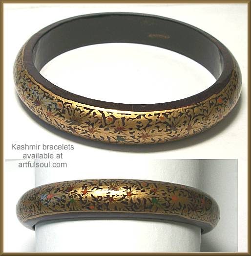 Kashmir Medium Bangle Gold on Black