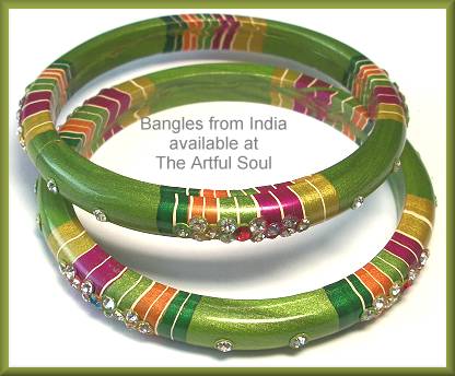 Kashmir Stackable Bangle, Medium Green