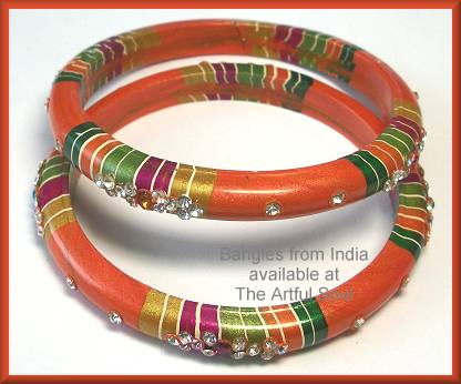 Kashmir Stackable Bangle, Medium Orange