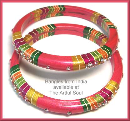 Kashmir Stackable Bangle, Medium Pink