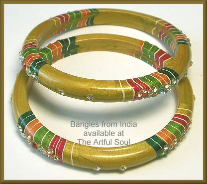 Kashmir Stackable Bangle, Medium Yellow