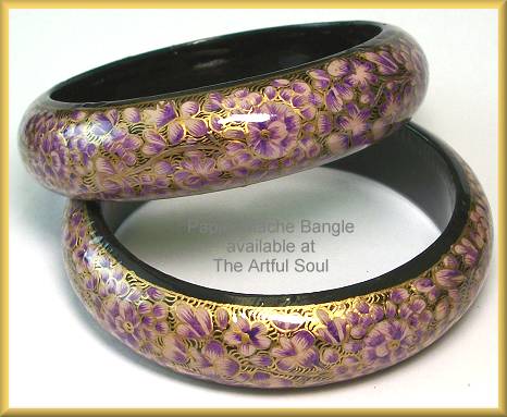 Kashmir Wide Bangle, Lavender Floral