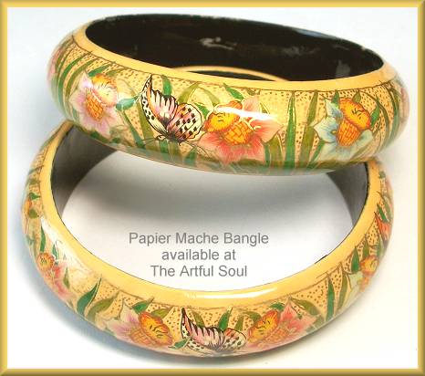 Kashmir Wide Bangle, Melon Flower and Butterfly