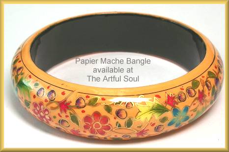 Kashmir Wide Bangle, Orange Vines