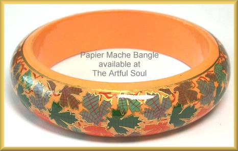 Kashmir Wide Bangle, Peach Leaves