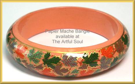 Kashmir Wide Bangle, Pink Leaves