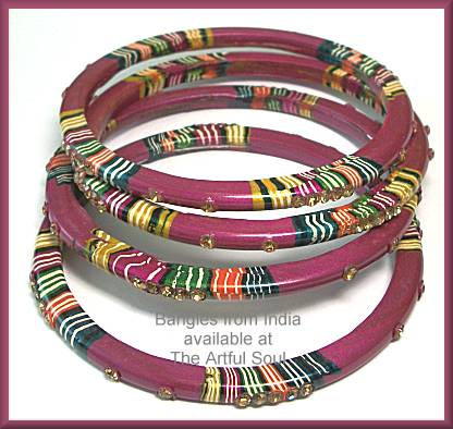 Kashmir Stackable Bangle, Skinny Fuchsia