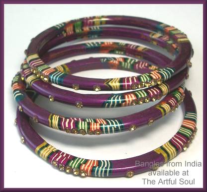 Kashmir Stackable Bangle, Skinny Purple