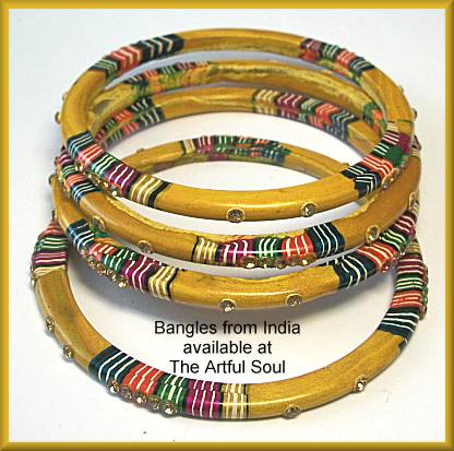 Kashmir Stackable Bangle, Skinny Yellow