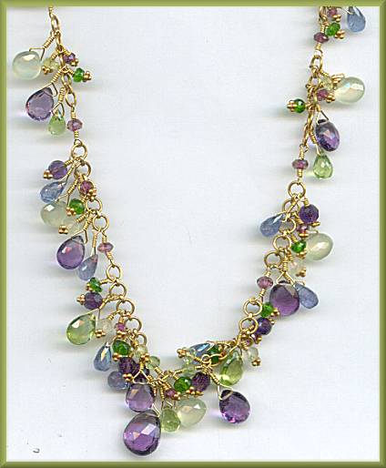 Laura Gibson 22kt Amethyst Prehnite Necklace