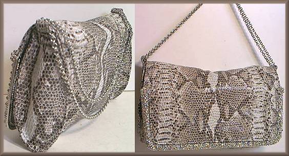 Lixenberg Snake Printed Leather Evening Bag