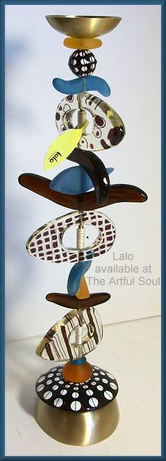 Orna Lalo Brown/Blue Tall Totem Candlestick
