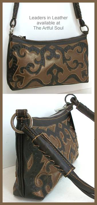 Leaders in Leather Walnut/Copper Small Shoulder Bag