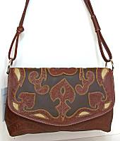 Leaders in Leather Cognac/Brown/Beige Small Flap Bag