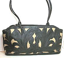 Leaders in Leather Black/Ivory Compartment Bag