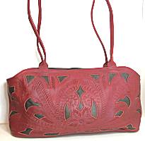 Leaders in Leather Red/Walnut Compartment Bag