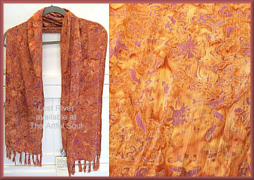 Lost River Batik Scarf, Coral/Raspberry