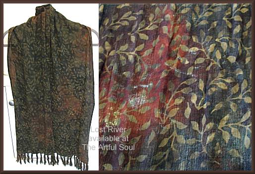 Lost River Batik Scarf, Earth Leaf