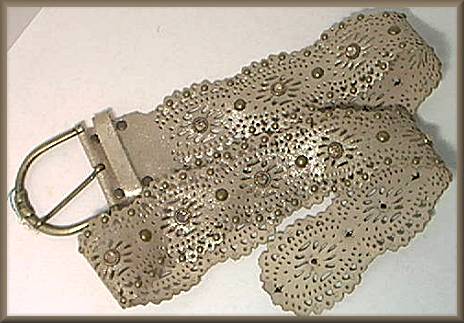 Leatherock Metallic Taupe Lasercut Belt