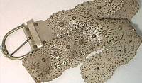 Leatherock Metallic Taupe Lasercut Belt