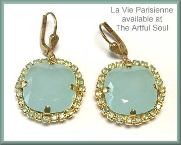 La Vie Golden Pillow Ice Blue Earrings