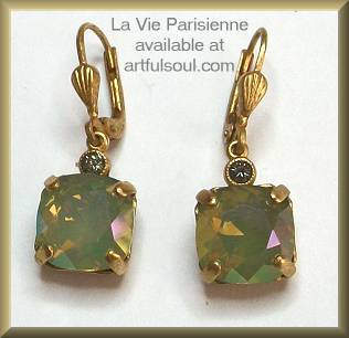 La Vie Golden Celadon Medium Earrings