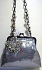 Liz Soto Silver Sequin Beaded Chain Bag