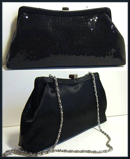 Liz Soto Black Sequin Clutch/Shoulder