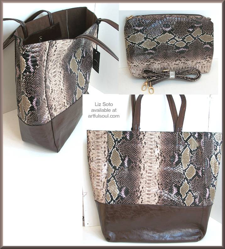 Liz Soto Brown Python 2-in-1 Tote