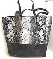 Liz Soto Black/Gray Python 2-in-1 Tote