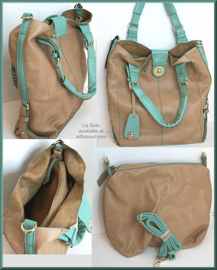 Liz Soto Tan/Turquoise 2-in-1 Tote