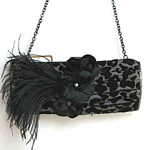 Mary Frances Aria Black/Gray Leopard Clutch