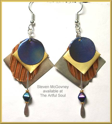 McGovney Trimetal Shapes Corrugated Earrings