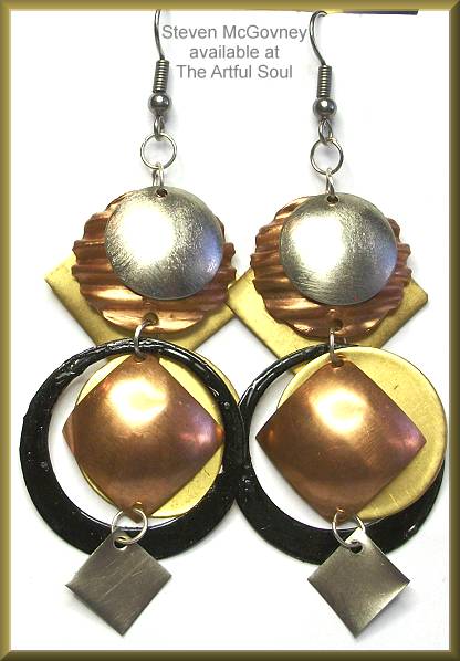 McGovney Trimetal Geomtric Dome Earrings