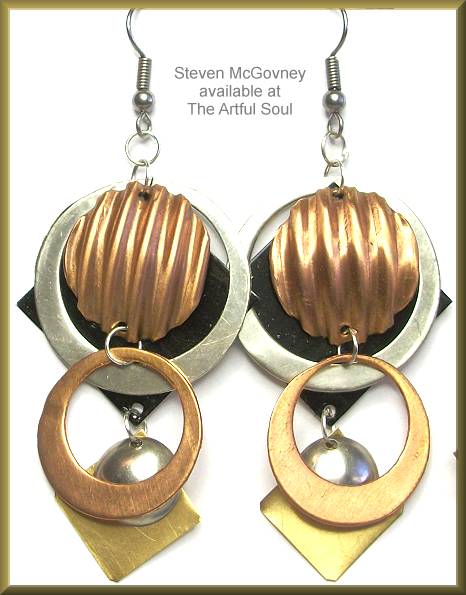 McGovney Trimetal on Black Dome Earrings