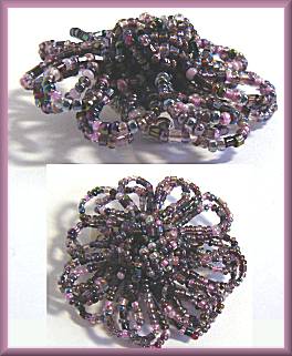 Beaded Flower Pin-Purple