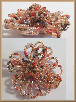 Beaded Flower Pin-Peach