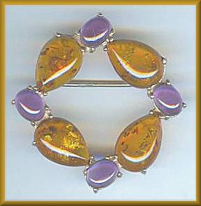 Amber and Amethyst Pin
