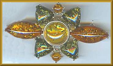 Yellow and Green Amber Pin