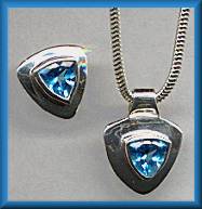 David Cole Blue Topaz Trillion Necklace