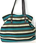 Simmons Zip Beach Tote-Striped Aqua
