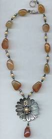 Morning Sun Black Flower Carnelian Necklace