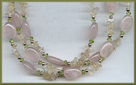 Morning Sun Rose Quartz 3-Strand Necklace