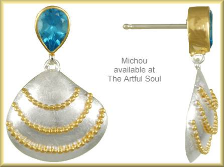 Michou Blue Topaz Scallop Earrings