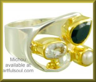 Michou Black&White Scrolls Ring